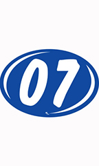 Oval 2-Digit Year Stickers - White/Blue - "07"