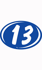 Oval 2-Digit Year Stickers - White/Blue - "13"