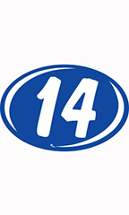Oval 2-Digit Year Stickers - White/Blue - "14"