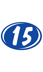 Oval 2-Digit Year Stickers - White/Blue - "15"
