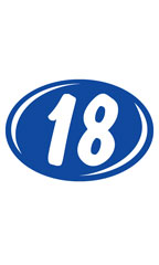 Oval 2-Digit Year Stickers White/Blue - "18"