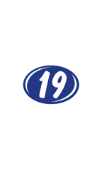 Oval 2-Digit Year Stickers - White/Blue - "19"