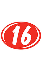 Oval 2-Digit Year Stickers - White/Red - "16"