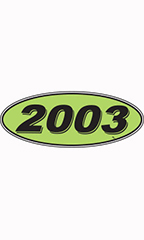 Oval Windshield Year Stickers - Black/Neon Green - "2003"