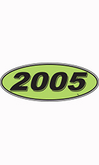 Oval Windshield Year Stickers - Black/Neon Green - "2005"