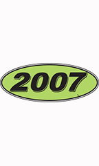 Oval Windshield Year Stickers - Black/Neon Green - "2007"