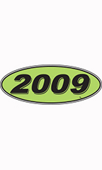 Oval Windshield Year Stickers - Black/Neon Green - "2009"