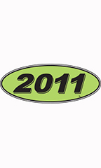 Oval Windshield Year Stickers - Black/Neon Green - "2011"