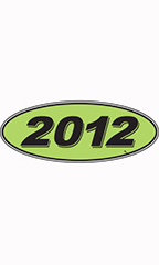 Oval Windshield Year Stickers - Black/Neon Green - "2012"