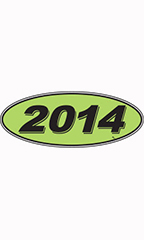 Oval Windshield Year Stickers - Black/Neon Green - "2014"