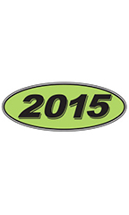 Oval Windshield Year Stickers - Black/Neon Green - "2015"
