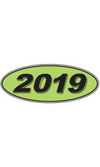 Oval Windshield Year Stickers- Black/Neon Green - "2019"
