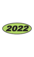 Oval Windshield Year Stickers - Black/Neon Green - "2022"