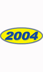 Oval Windshield Year Stickers - Blue/Yellow - "2004"