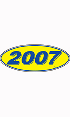 Oval Windshield Year Stickers - Blue/Yellow - "2007"