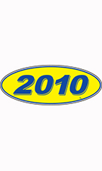 Oval Windshield Year Stickers - Blue/Yellow - "2010"