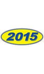Oval Windshield Year Stickers - Blue/Yellow - "2015"