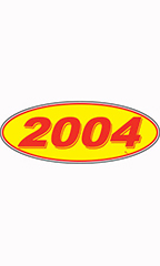 Oval Windshield Year Stickers - Red/Yellow - "2004"