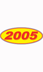 Oval Windshield Year Sticker - Red/Yellow - "2005"
