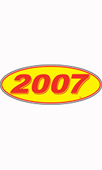 Oval Windshield Year Stickers - Red/Yellow - "2007"