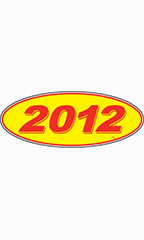 Oval Windshield Year Stickers - Red/Yellow - "2012"