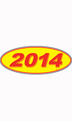 Oval Windshield Year Stickers - Red/Yellow - "2014"