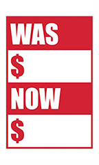 Quick Sale Stickers - Red - "Was Now"