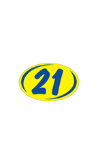 Oval 2-Digit Year Stickers - Blue/Yellow - "21"