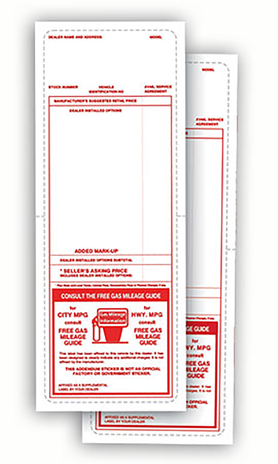 Red Addendum Sticker | SSW Dealer Supply