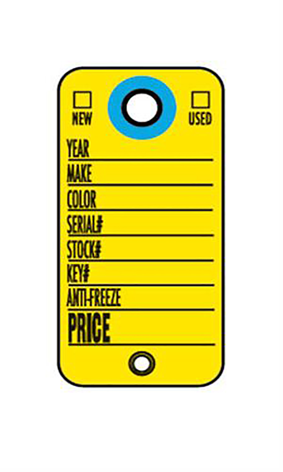 Yellow Cardboard Key Tags SSW Dealer Supply