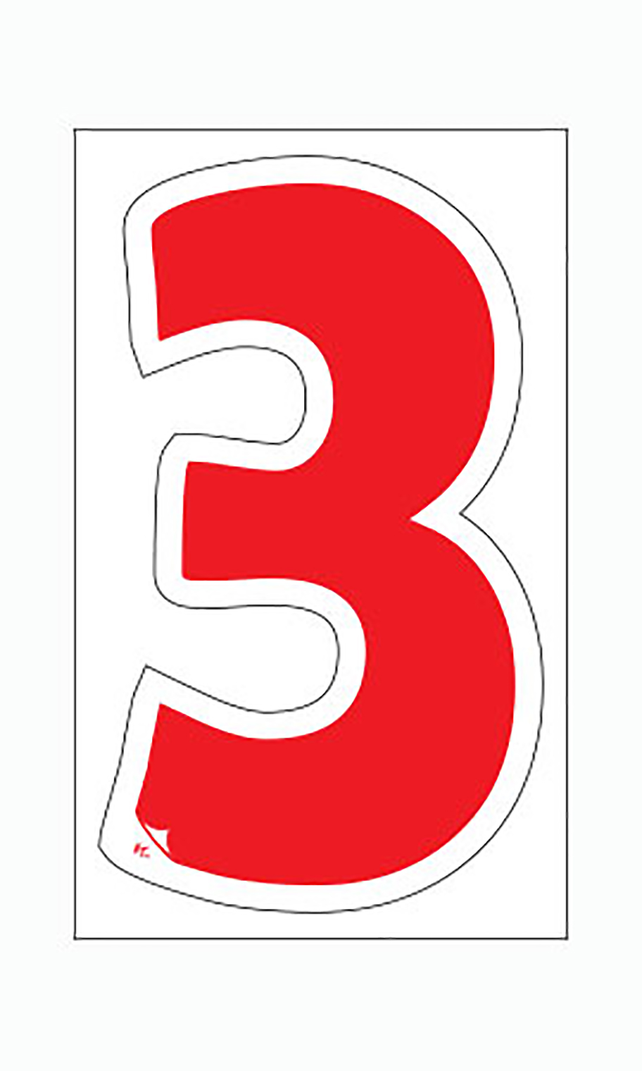 DieCut Window Numbers Red "3" SSW Dealer Supply