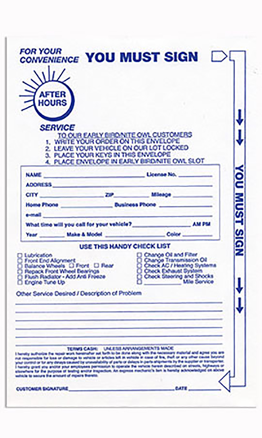 Key Drop Envelopes SSW Dealer Supply