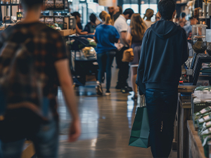 An image of various people shopping in a retail store