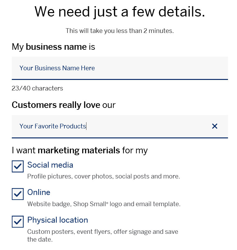 Small Business Saturday Web Form