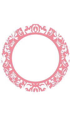 Boutique Circle Pink Damask Sign Cards