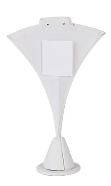White Faux Leather Fan Shaped Necklace Stands