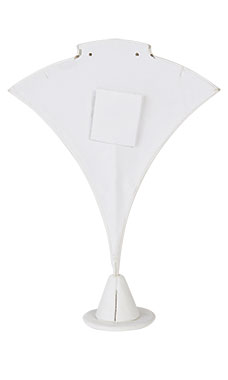 7 ½ inch Fan-Shaped White Faux Leather Earring/Necklace Display Stand