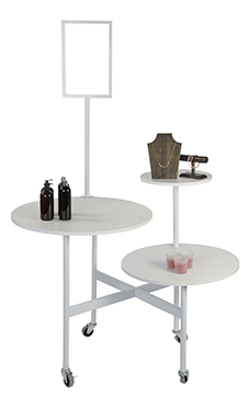 Round 3-Tier White Table with Sign Holder
