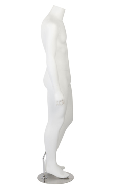 Male Headless White Fiberglass Mannequin 58H with Base 