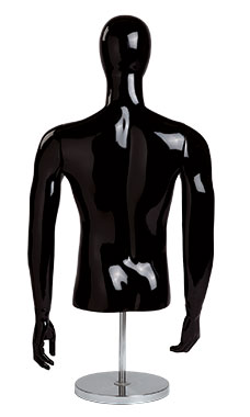 Male Glossy Black ½ Body Mannequin