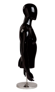 With Base 54""H Male Glossy Black ½ Body Mannequin 