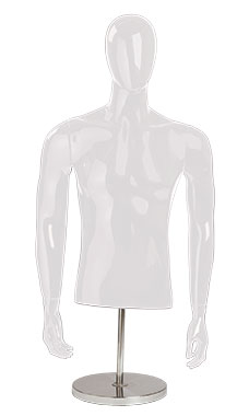 Male Glossy White ½ Body Mannequin