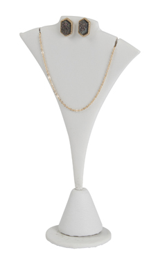 White Faux Leather Fan Shaped Necklace Stands
