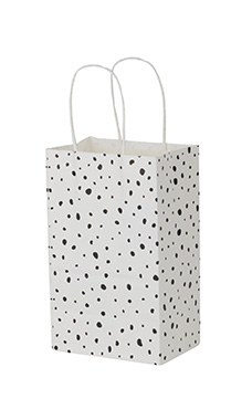 Small - White Modern Dot Paper Shopping Bags - Case of 100