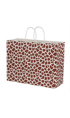 Large - Giraffe Print Paper Shopping Bags - Case of 100