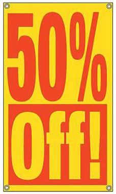 50% Off Window Sign with Suction Cups