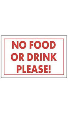 Red & White Policy Sign - No Food Or Drink Please!