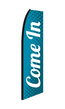 Teal, White "Come In" Wave Flag