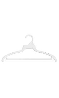 White Plastic Economy Hangers with Bar & Sloped Shoulders