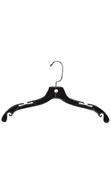 Medium Weight 17 inch Black Plastic Dress Hangers